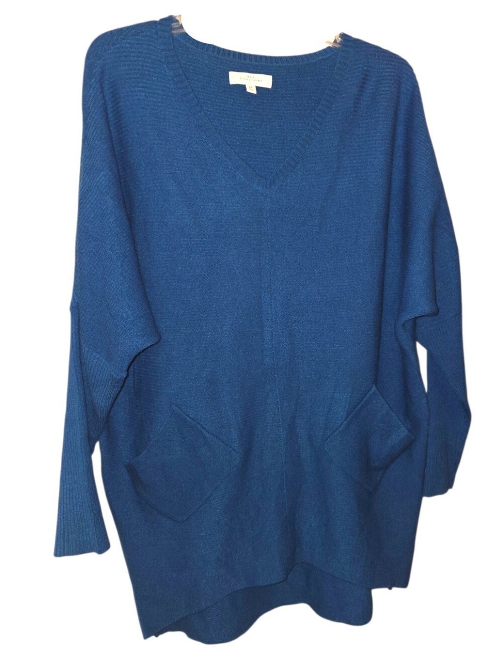 New Directions Blue Knit Dolman Sleeve Tunic Sweater